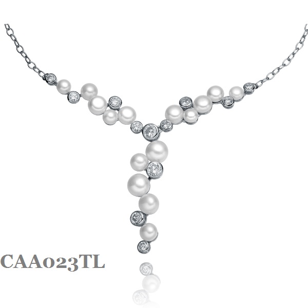 Silver Pearl Necklace CAA023TL