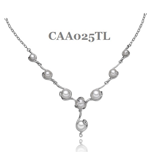 Silver Pearl Necklace CAA025TL