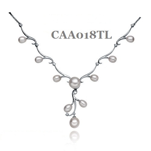 Silver Pearl Necklace CAA018TL 