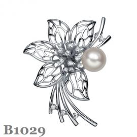 Silver Pearl Brooch B1029