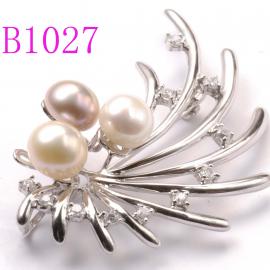 Silver Pearl Brooch B1027