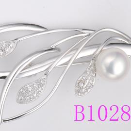 Silver Pearl Brooch B1028-9